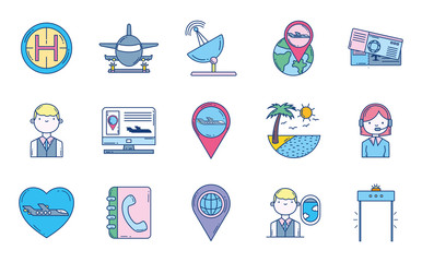 travel aviation transport airport icons