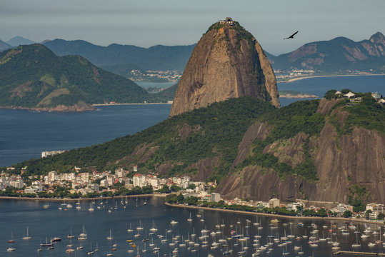 View of Sugar Loaf, Corcovado, and Guanabara bay, Rio de Janeiro, Brazil