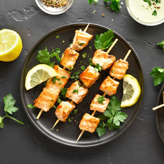 Barbecue salmon skewers