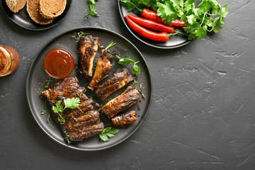 Spicy hot grilled spare ribs