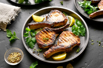 Grilled pork steaks