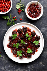 Meatballs with cranberry sauce