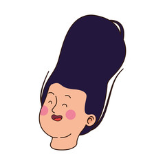 teenager girl with loose hair, flat design