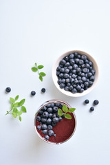 Blueberry smoothie in glass