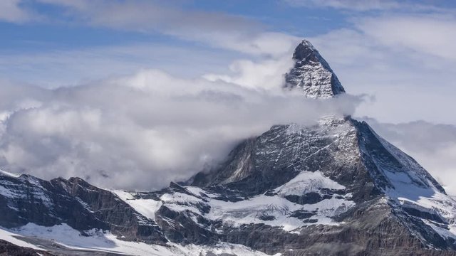 View towards Matterhorn from Gornergrat in Switzerland - Time Lapse Video