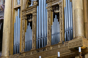 Old decorated church pipe organ