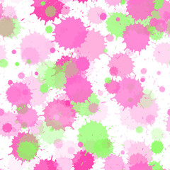 Pink green paint splatter seamless pattern