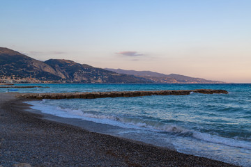 Beautiful shore view in Menton, France.