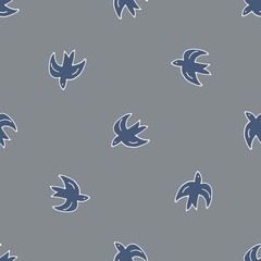 Cute shabby seamless gray background with birds pattern . Seamless design