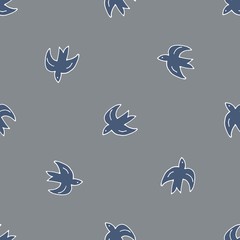 Cute shabby seamless gray background with birds pattern . Seamless design