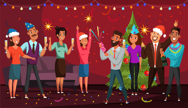Christmas party flat vector illustration