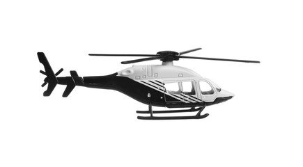 Fototapeta na wymiar Modern toy military helicopter on white background