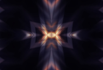 Dark abstract futuristic background. Neon lines glow. Neon lines, shapes. Multi-colored glow, blurry lights, bokeh. Empty stage background