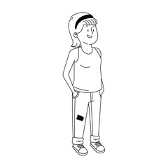 cartoon teenager girl wearing casual clothes