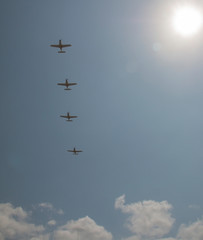 four (4) airplanes in the sun. Aviation photography