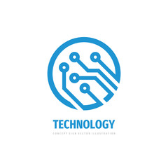 Logo technology. Electronic computer chip sign. Network symbol. Vector illustration. Graphic design. 