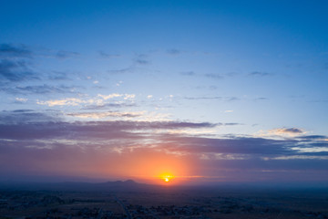 Fototapeta na wymiar Golden Fire Sunset in Mojave Desert 