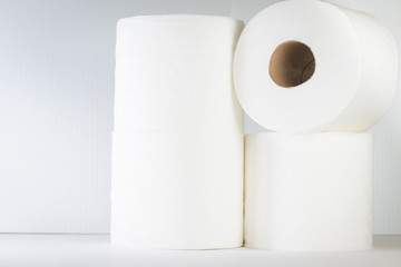 Rolls of Toilet Paper on a White Background