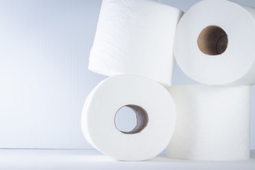Rolls of Toilet Paper on a White Background