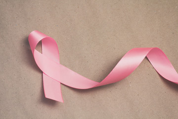 Pink ribbon. Symbol of breast cancer awareness. Health care conception. Preventive measures. October checking time. 