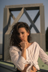 Woman portrait Santa Monica sunset