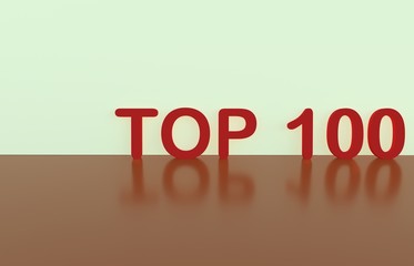 3D top 10 word reflected on ground