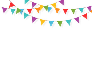 Carnival garland with flags. Festive multicolored buntings for holiday design