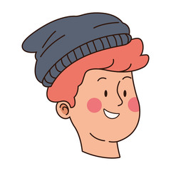 cool teen boy with beanie hat, flat design