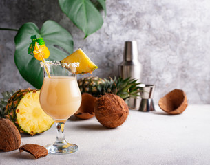 Pina colada. Traditional Caribbean cocktail - obrazy, fototapety, plakaty