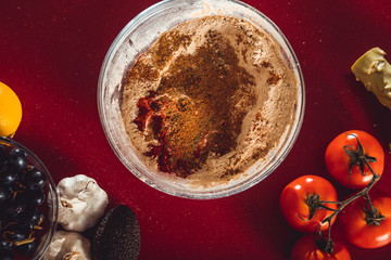 Man doing the seitan cooking process at home. How to prepare seitan at home vegan meat