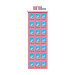 tall city building icon, flat design