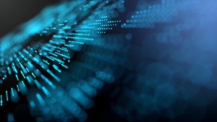 Blue futuristic stream Data Communication flying into digital technologic animation 3D rendering - Powered by Adobe