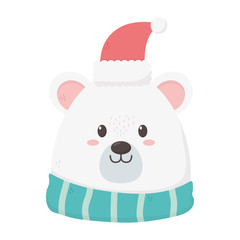polar bear with hat scarf merry christmas card