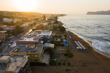 Bird's eye view of a coastal Greek city
