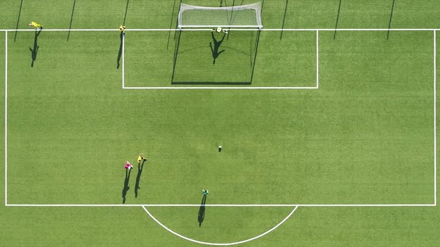 Aerial Top Down View Penalty kick.