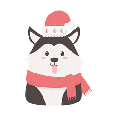 cute dog with hat scarf celebration happy christmas