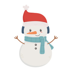 happy snowman with hat and scarf celebration merry christmas