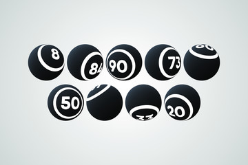 Black Bingo Balls Vector Illustration