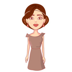 Vector with girl beautiful long hair in casual clothes under the white background.Cartoon people illustration. young вотан whith hairstyle. Front view girl.