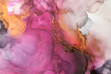 Part of original alcohol ink painting. Modern art. Abstract colorful background, wallpaper. Marble texture. Fluid Art for modern banners, ethereal graphic design. © Mari Dein