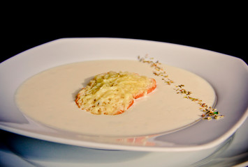 Gourmet french cheese soup and crouton