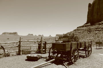 Sepia Rustic Wagon Monument Valley Arizona - American Desert