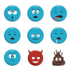 Set of chat emojis, colorful design