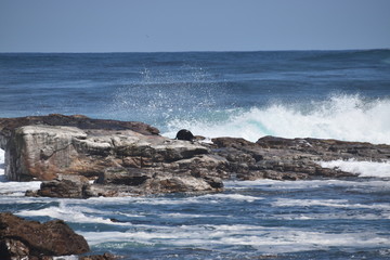 waves crashing on rocks