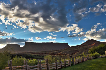 HDR Fence Line and River  Moab Utah American Desert Series