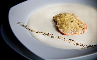 Gourmet french cheese soup and crouton
