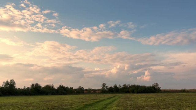 European landscape. Clouds moving in the sky Time lapse. 