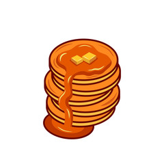 Cartoon Pancakes. Vector illustration.