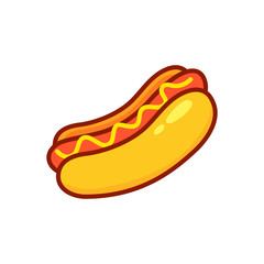 Cartoon Hot Dog. Vector illustration.
