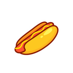 Cartoon Hot Dog. Vector illustration.